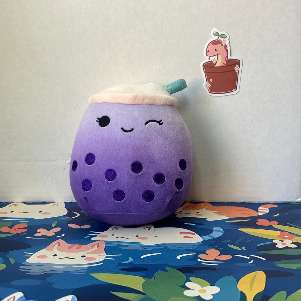Squishmallow 5" Poplina Purple Boba Tea Plush Stuffed Toy Doll